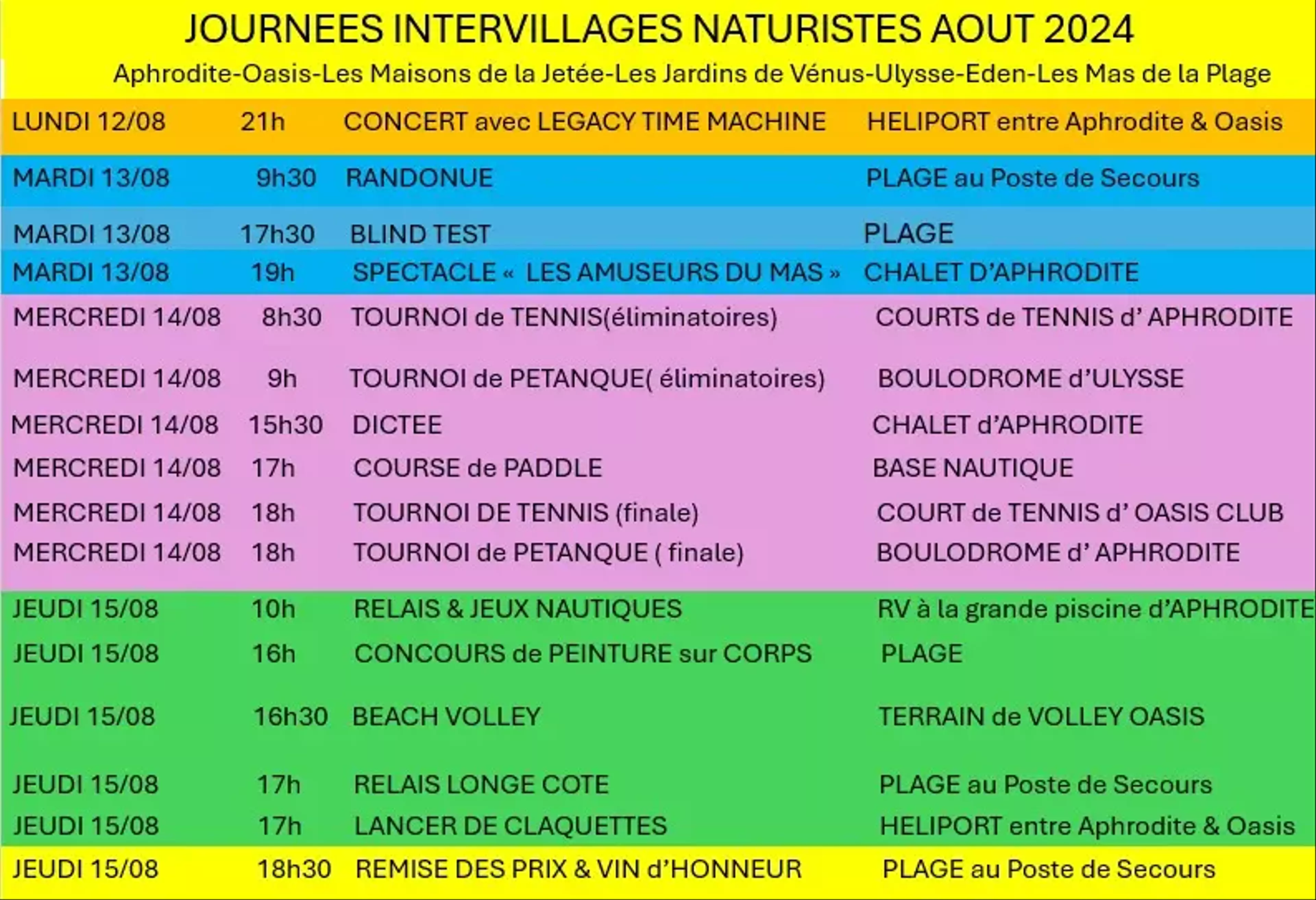 Intervillages naturistes août 2024